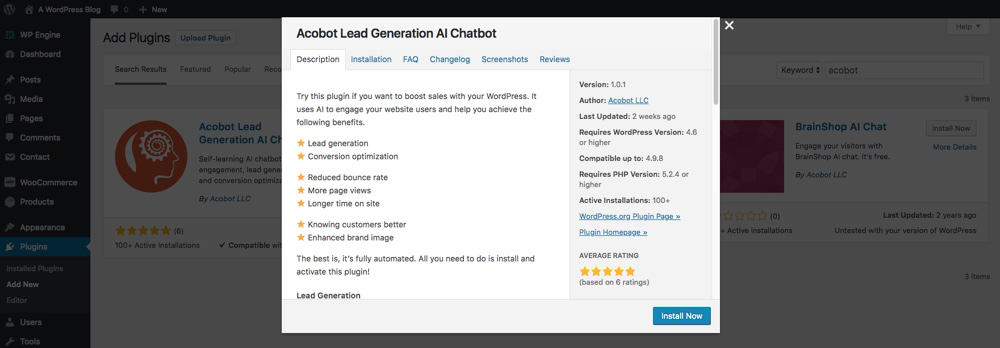 Acobot AI wordpress chatbot